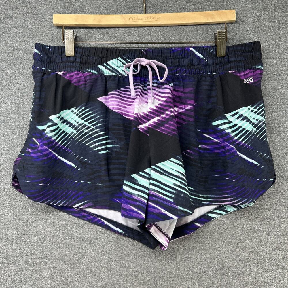 DSG Running Shorts Womens L Colorful Print Athletic Performance Built In Liner